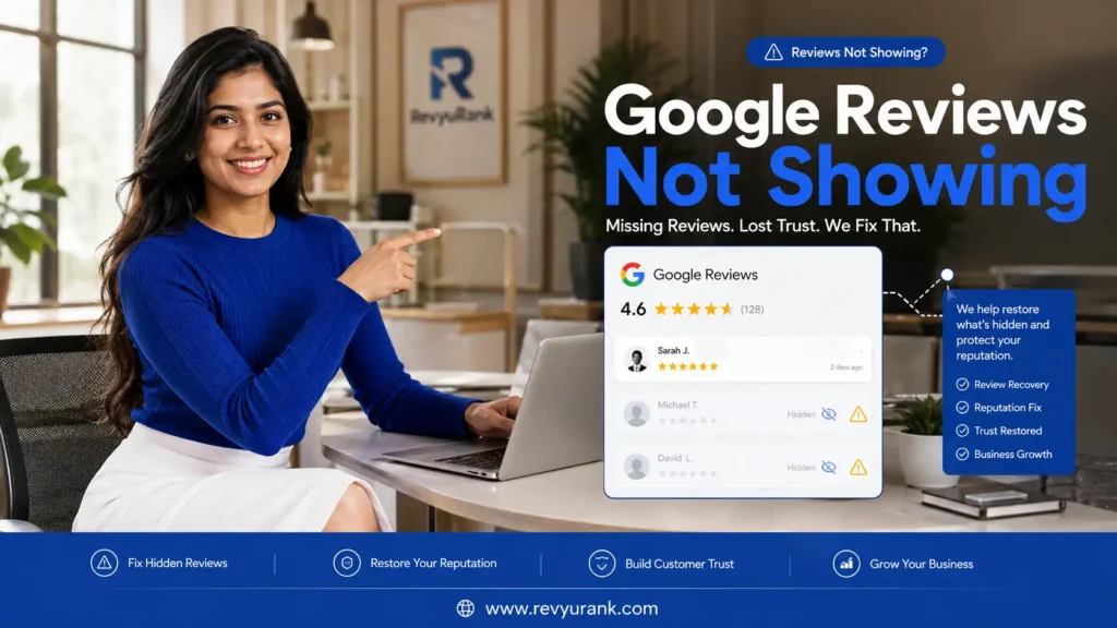 Google reviews not showing on a Google Business Profile dashboard.