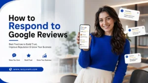 Business owner responding to Google customer reviews professionally.