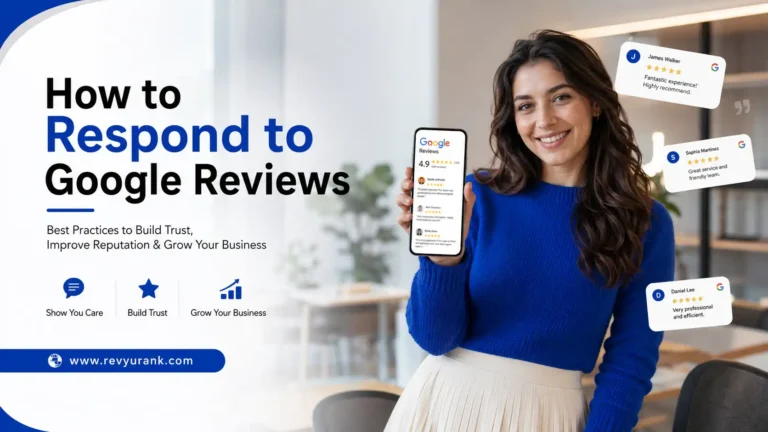 Business owner responding to Google customer reviews professionally.