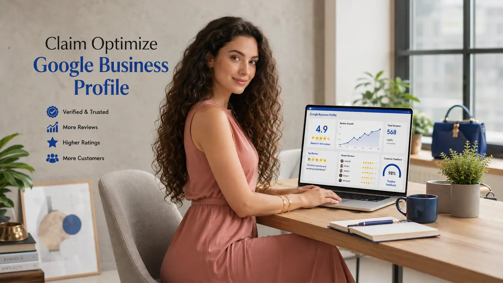 Screenshot of Google Business Profile dashboard showing how to claim and optimize a business listing