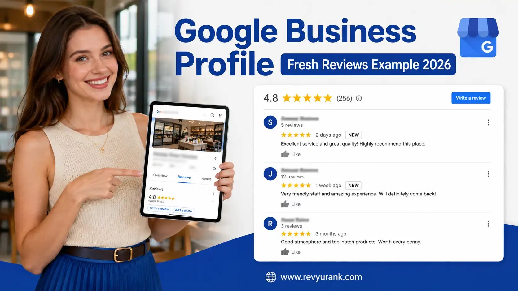 Screenshot of Google Business Profile showing recent customer review dates