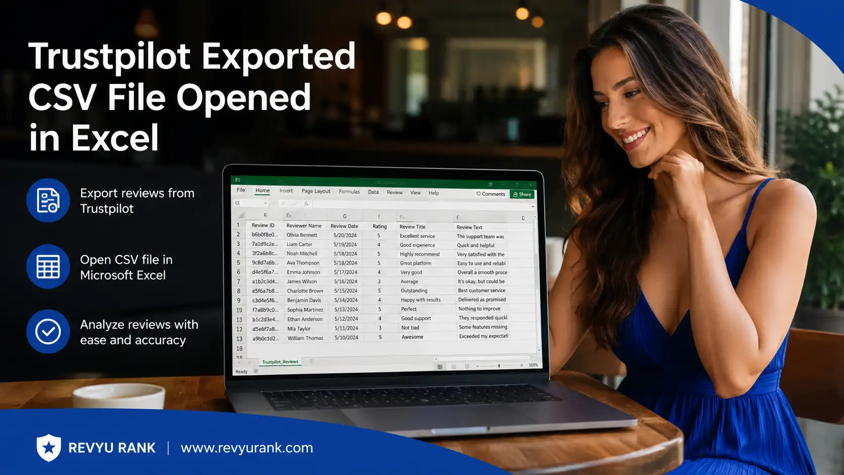 Trustpilot Exported CSV File Opened in Excel
