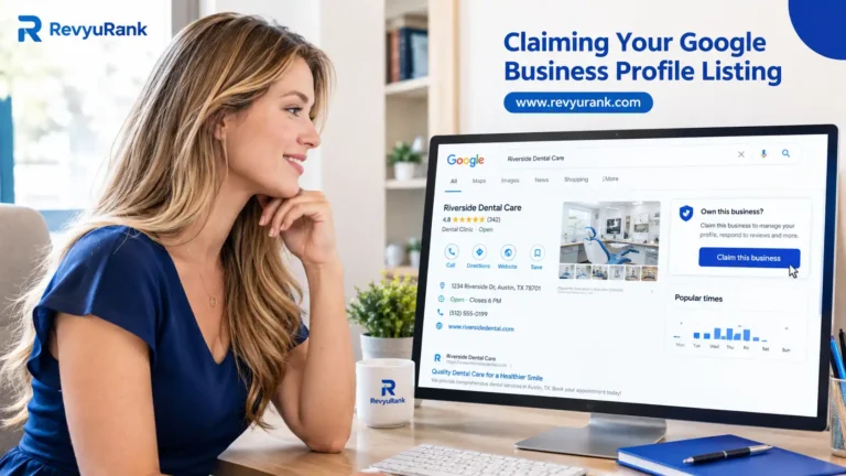 Screenshot showing how to claim a Google Business Profile by clicking Own this business