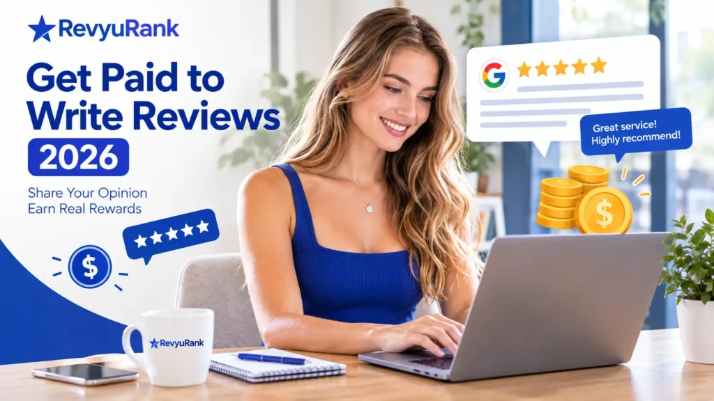 Person writing paid product reviews online for money in 2026