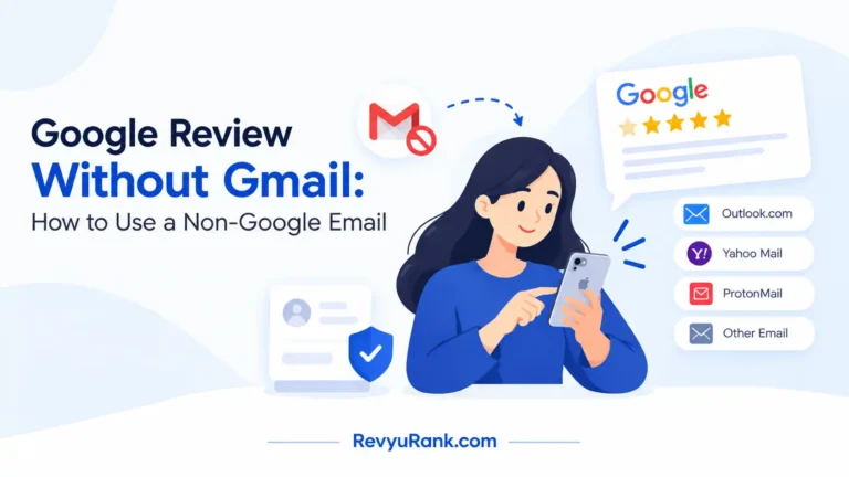 User leaving a Google review using a non-Gmail email address like Outlook or Yahoo