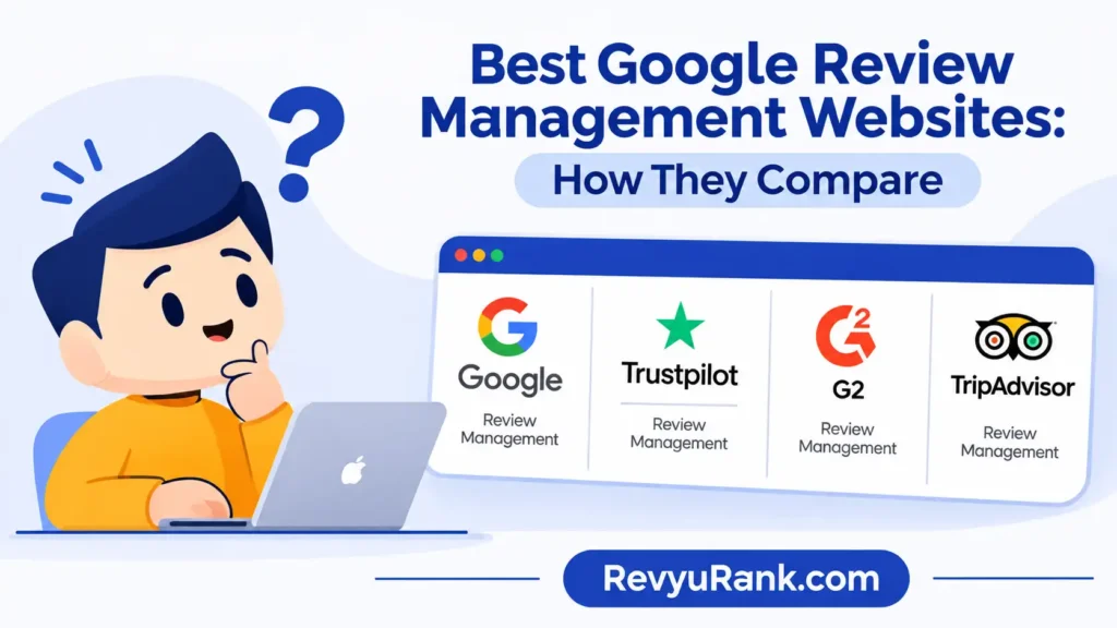 Comparison table and features breakdown of the best Google review management websites and software