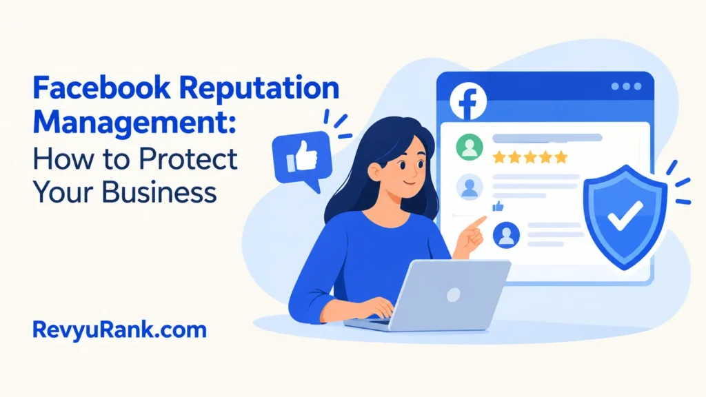 Illustration representing Facebook reputation management and online business protection strategies