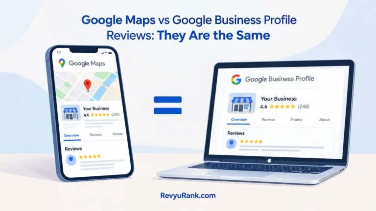 Diagram showing how Google Maps reviews and Google Business Profile reviews are interconnected and identical