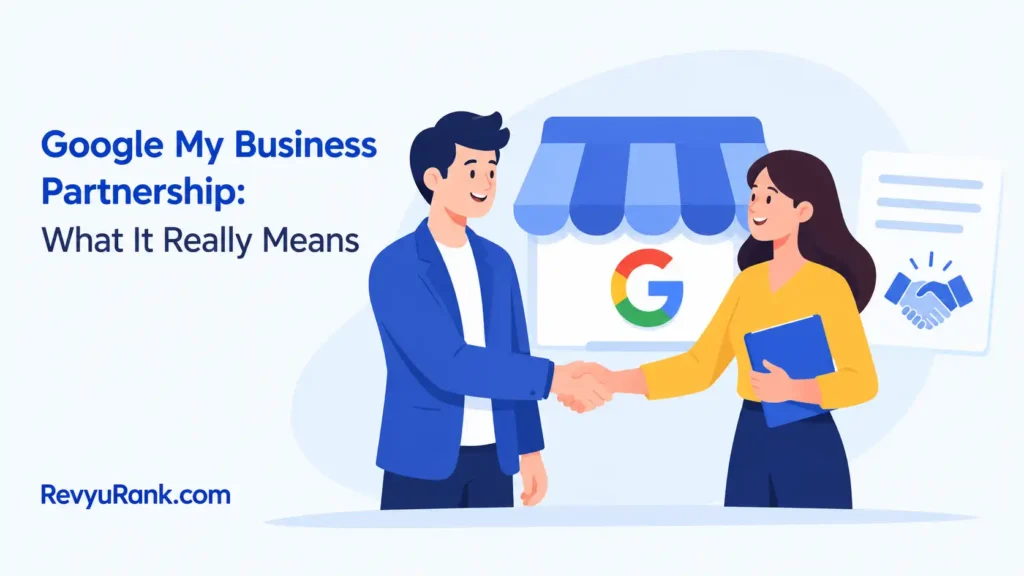 Google My Business Partnership representation showing local SEO strategy and business growth.