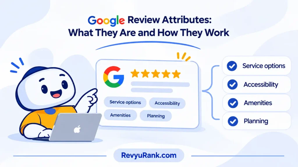 An infographic explaining what Google Review attributes are and how they work for local business reviews