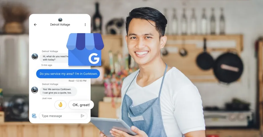 Hands editing a business profile on a phone with a map open