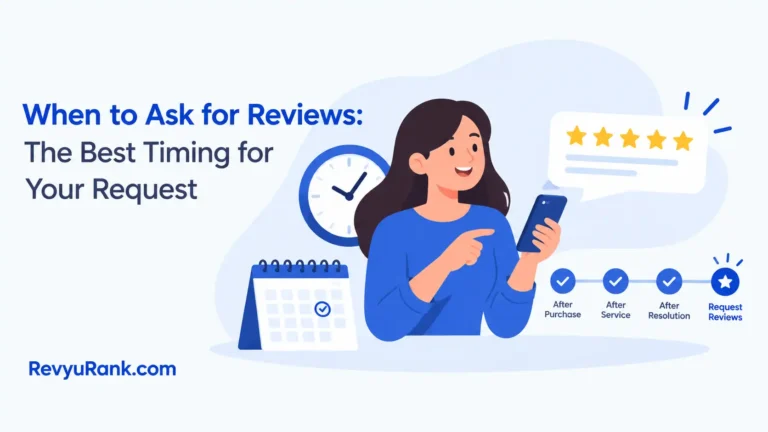 Visual guide illustrating the best timing and key moments to ask customers for reviews.