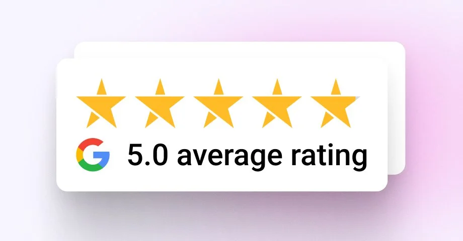 Business owner greeting satisfied customers in a modern shop while seeking Google reviews